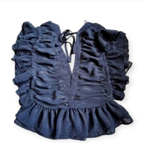 Uforia Muse Black Lace Trim V-Neck Blouse Women's Size Medium M - Picture 10 of 15